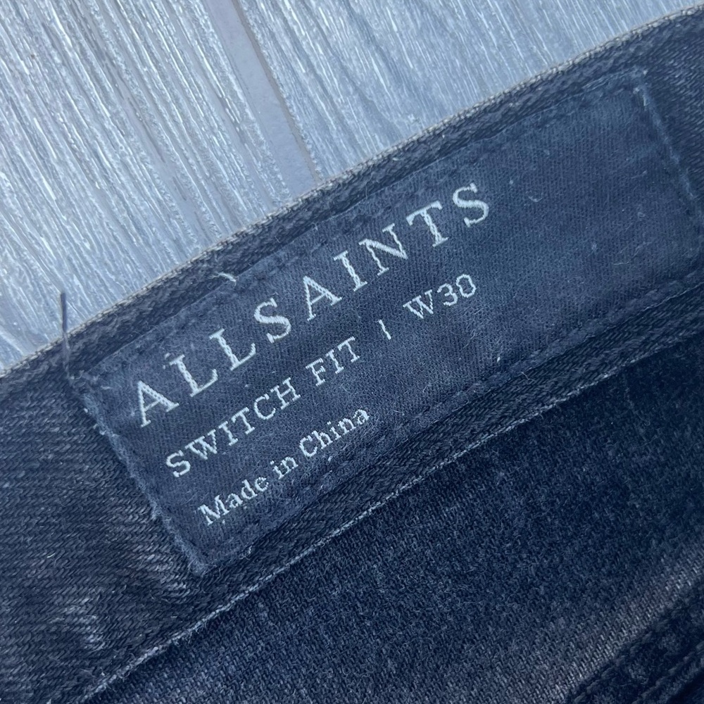100% Cotton Men’s All Saints Switch Fit Washed Black Premium Denim Shorts Sz 30 - Picture 3 of 9